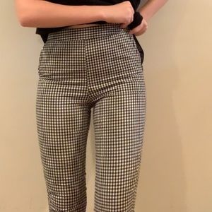 black and white slim checkered pants